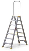 Obojstranné hliníkové schodíky ALVE FORTE s madlom, 2x7 stupňov, výška 1,49 m