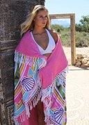 Farebný okrúhly plážový bavlnený uterák / osuška so strapcami Cow Skull - Ø180 cm