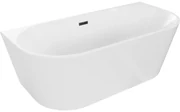 Mexen Oval, voľne stojaca nástenná vaňa 150 x 75 cm, biela, čierny matný prepad, 52671507500-70
