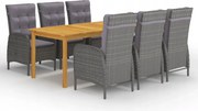vidaXL 7-dielna záhradná jedálenská súprava sivá