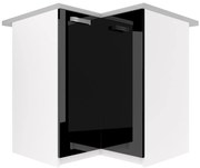 Kuchynská skrinka Belini spodná rohová 90 cm  čierny lesk s pracovnou doskou  INF SNP90/1/WT/B/0/F