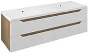 Sapho Sapho, WAVE dvojumývadlová skrinka 149,7x50x47,8cm, biela/dub cuneo, WA150-3025