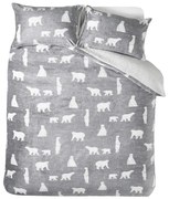 Sivé obliečky na dvojlôžko/predĺžené s baránkom 230x220 cm Cosy Polar Bear – Catherine Lansfield