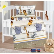 Bellatex Detské krepové obliečky do postieľky Agáta Safari béžová, 90 x 135 cm, 45 x 60 cm