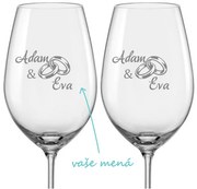 Svadobné poháre na víno Prstienky s dátumom svadby, 2 ks