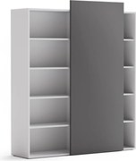 Kancelársky regál s posuvným panelom BLOCK, 1600 × 400 × 1748 mm, grafitová