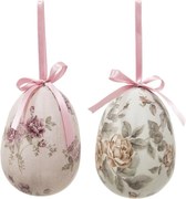 2ks dekorácia vajíčko s ružami Rose Spring Egg - Ø 9*12 cm