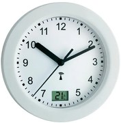 Nástenné DCF hodiny do kúpeľne, biele 17.5 cm