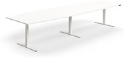 Výškovo nastaviteľný rokovací stôl QBUS, ovál, 4000x1200 mm, biely rám, biela