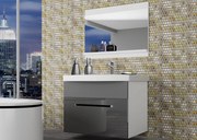 Kúpeľňový nábytok Belini  šedý lesk / šedý mat  + umývadlo + zrkadlo  ROD PM 1/0/W/SSR/0/ZW