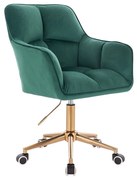LuxuryForm DESIGN Kreslo AMALFI VELUR na zlatej podstave s kolieskami - zelené