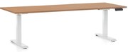 Výškovo nastaviteľný stôl OfficeTech D, 200 x 80 cm, biela podnož, buk