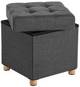 Taburetka s úložným priestorom, 40x38x38cm, tmavo sivá