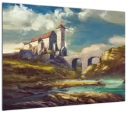 Sklenený obraz - Stredoveký hrad (70x50 cm)