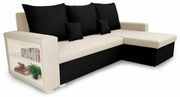 Rohová sedacia súprava s funkciou spania SAMI Krémová/čierna