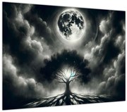 Obraz – Čiernobiely strom v splne (70x50 cm)