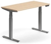 Výškovo nastaviteľný stôl QBUS, rovný, 1200x600 mm, strieborný rám, dub
