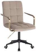 LuxuryForm DESIGN Stolička VERONA GOLD VELUR na čiernej podstave s kolieskami - latte