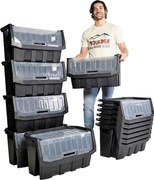 Prosperplast Dielenský úložný box HEAVY DUTY, S VEKOM, čierny 58x38x35 cm, XL