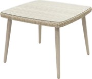 Záhradný ratanový stôl so sklom VICTORIA 100 x 100 cm (běžový)