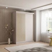 ŠATNÍKOVÁ SKRIŇA S POSUVNÝMI DVERAMI CYNTIA KAŠMÍR + ZLATÉ LIŠTY 150 cm