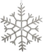 Champagne antik závesná snehová vločka s kamienkami Snowflake - 20 cm