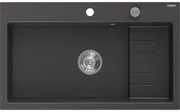 Mexen Omar, 1-komorový granitový drez 800x480x210 mm, čierna škvrnitá, chrómový sifón, 6520801005-76