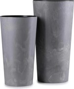 PLASTOVÝ KVETINÁČ URBANIKA SADA 2KS 57X30 CM+46,6X25,5 CM IMITÁCIA BETÓNU SIVÁ