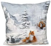 Vankúšová obliečka Líšky v zimnom lese 40x40 cm