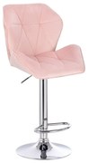 LuxuryForm DESIGN Barová stolička MILANO MAX VELUR na striebornom tanieri - svetlo ružová