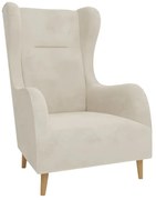 Krémové zamatové kreslo ušiak Carole – Ropez