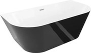 Mexen Oval Slim, voľne stojaca vaňa ku stene, 170 x 80 cm, biela-čierna, chrómový prepad, 52661708075-01