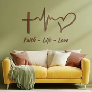 DUBLEZ | Drevená kresťanská nálepka - Faith, Life, Love