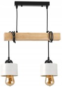 BERGE LED závesné stropné svietidlo, drevený trám, 2xE27, kovový pohárový luster