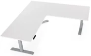 Výškovo nastaviteľný stôl OfficeTech Angle, 180 x 200 cm, sivá podnož, biela