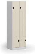 Kovová šatníková skrinka S1 Z, 4 oddiely, 1850 x 600 x 500 mm, kódový zámok, laminované dvere, breza