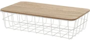 Kovový košík s dreveným vekom Lot, 40 x 23 x 10 cm​
