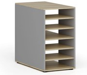 Prístavná policová skrinka k pracovnému stolu PRIMO GRAY, pravá, sivá/breza