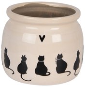 Béžový obal na kvetináč s mačkami a srdiečkom Dog&Cat M - Ø 16*13 cm