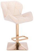 LuxuryForm DESIGN Barová stolička MILANO VELUR na zlatej hranatej podstave - krémová