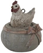 Závesná dekorácia sliepočka na miske s mašľou - 6*5*6 cm