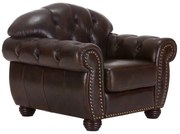 furniture-nabytek.cz - Masívne kreslo Chesterfield Hereford z pravej kože, hnedé – 112×96×94 cm