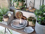 Zinkový antik plechový podnos s ohnutým okrajom Wavy - Ø 21,5*3cm