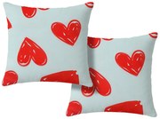 Sada 2 ks dekoračných povlakov na vankúš WARM HEART 45x45 cm, svetlo modrá
