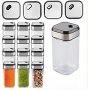 5Five® Hranatá sklenená korenička s multifunkčným nerezovým viečkom INOX, 100ml