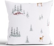 Vianočná bavlnená obliečka na vankúšik Renforcé 40 × 40 cm - Zimný les