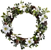 Vianočný prútený veniec White poinsettia, 30 cm