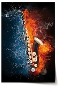 Sablio Plagát Ohnivý saxofón - 60x40 cm