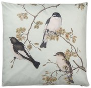 Svetlo šedivý vankúš s motívom vtáctva a výplní - 45 * 45 cm