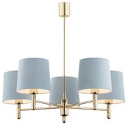 Argon 2085 - Luster na tyči PONTE 5xE27/15W/230V mosadz/modrá